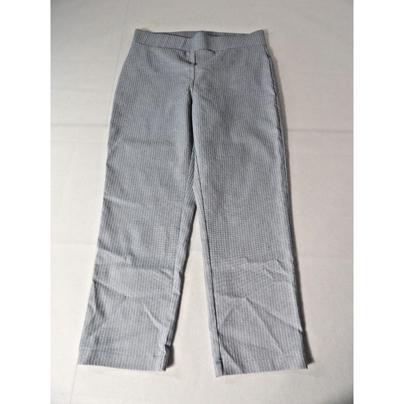 Berkley Jensen Large Millenium Pant Pull On Blue White Stripe Textured Cropped - Picture 1 of 14